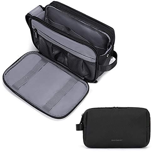 Image of BAGSMART Mens Wash Bag Travel Toiletry Bag Makeup Shower Shaving Organiser for Bathroom Camping Gym - Water Resistant & Wet Dry Seperate, Black