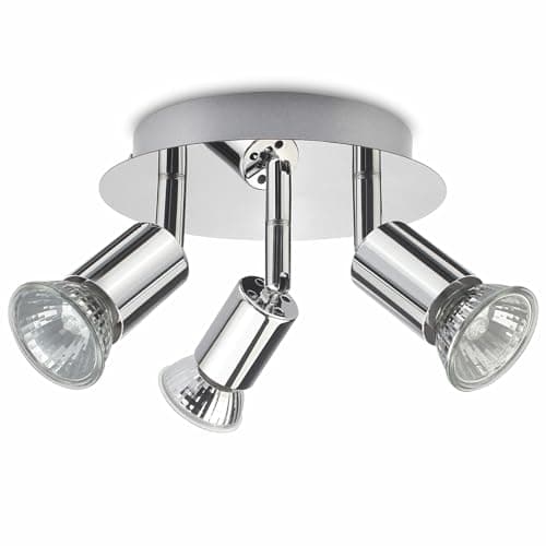 Image of ROMKE Round 3 Way Adjustable Ceiling Spotlight, GU10 LED Ceiling Light Rotatable for Bedroom, Living Room and Kitchen, GU10 Bulb Not Included