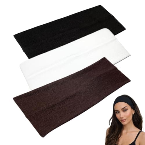 Image of WESTEND CHOICE 9cm Wide Headbands 3 Pack Soft Head Band Plain Stretchy Unisex Kylie headband Bandeau Headbands for Women & Men Gym Yoga Hair Band (Mixed set D)
