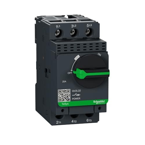 Image of Schneider Electric, TeSys GV, GV2L22, Motor circuit breaker, TeSys GV2, 3P, 25 A, magnetic, rotary handle, screw clamp terminals