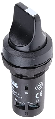 Image of ABB C2SS2-10B-20 Compact Selector Switch, 2-pos Fixed A&C, Short handle, Black, Non-Illuminated, Black Plastic, 2NO (ABB1SFA619201R1026)