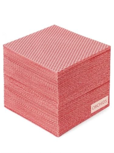Image of ORCHIDS Disposable Cleaning Cloths Pack of 50 – Blue J Cloths Non Woven Wipes – Multi Purpose Kitchen & Bathroom Cloth 42 x 35cm (Red)