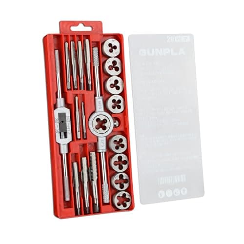 Image of Gunpla Tap and Die Set 20 Pieces Tungsten Alloy Steel Metric Tap and Die Kit M3-M12 Combination for Cutting External and Internal Thread with Storage Case