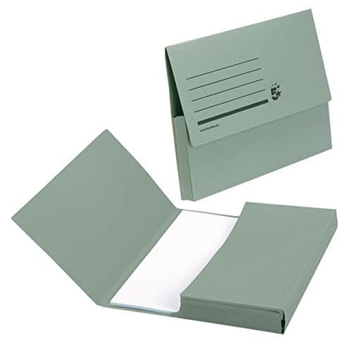 Image of 5 Star Document Wallet Half Flap 285gsm Capacity 32mm Foolscap Green [Pack of 50]
