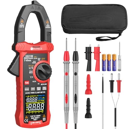 Image of Neoteck Clamp Meter 1000A True RMS AC/DC, 9999 Counts, VFD, LoZ, Measures Voltage, Current, Temperature, Capacitance, Resistance, Diode, Continuity, Frequency, Duty Cycle – Multimeter with NCV, TRMS