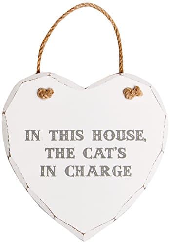 Image of Sass & Belle In This House Cat is in Charge Heart Plaque, White