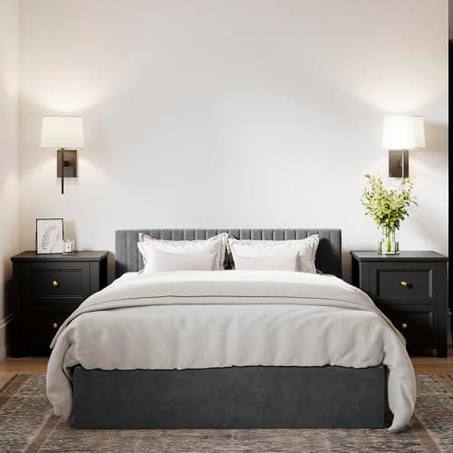 Image of LPD Home Berlin King Silver Velvet Bed Frame with Ottoman Storage, Fluted Headboard (Mattress Not Included)