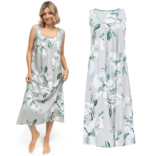 Image of Cyberjammies Kallie Womens Floral Print Long Nightdress | Soft Cotton Modal Nightwear for Women | Elegant Lounge Wear Sets Nightie | Size 12