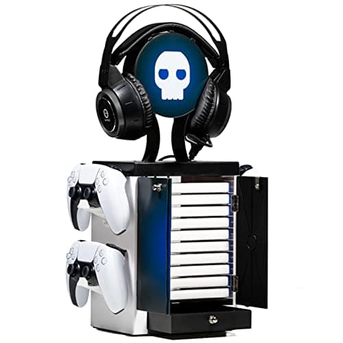 Image of Numskull Official PS5-Inspired Gaming Accessory Locker & Storage Stand – Holds 10 Games/DVDs, 4 Controllers, Headset, and Accessories – Durable & Compact Organizer – Official PS5-Inspired Merchandise