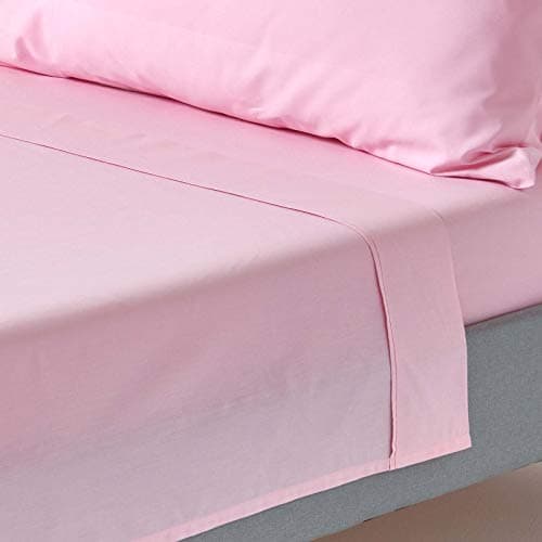 Image of HOMESCAPES Pink Pure Egyptian Cotton Flat Sheet Double 200 TC 400 Thread Count Equivalent Bed Sheet