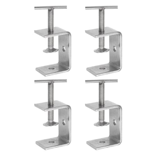 Image of sourcing map Stainless Steel C-Clamp 2.13 Inch / 60mm Wide Jaw Opening 0-54mm Range Stainless Steel C-Clamp with T-Bar Handle for Woodworking Welding Building Household Mount 2Pcs