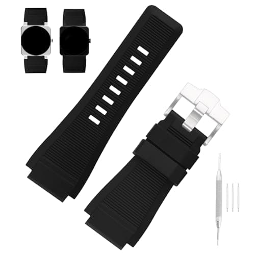 Image of MMBAY Rubber Watch Bands Compatible for Bell & Ross B&R BR-01 BR01 BR-03 BR03 BR03-92 Diver 24mm*33mm Silicone Strap Replacement Wirstband for Men and Women Waterproof Bracelet Watch accessories