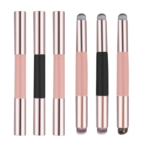Image of 3 Pieces Reusable Dual Ended Silicone Lip Brush with Cover, 2-in-1 Lip Mask Applicator with Concealer Makeup Brushes, Double Headed Balm Applicator Beauty Tool for Gloss Lipstick