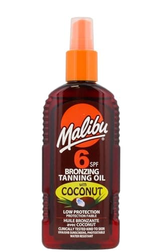 Image of Malibu Sun SPF 15 Bronzing Tanning Oil Spray with Coconut Oil, Hydrating Body Tanning Oil for Natural Golden Tan, Water Resistant, 200ml