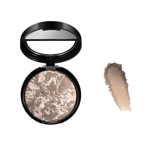 Image of Baked Powder Foundation - Full Coverage, Brightening & Color Correcting for Mature Skin | Covers Fine Lines & Blemishes | Natural Subtle Glow | Long-Lasting Makeup-dark gray
