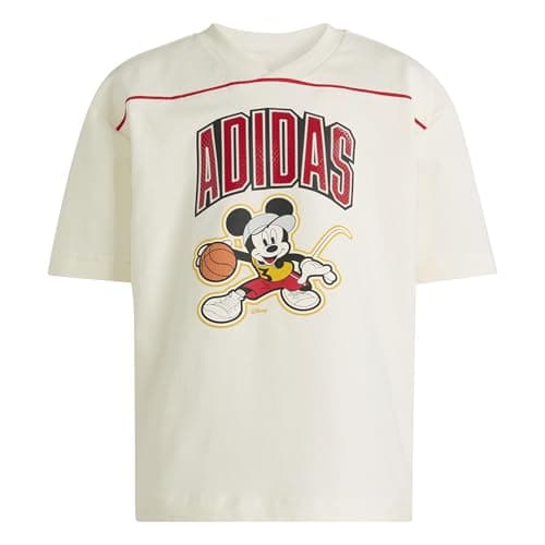 Image of adidas Unisex Kids Disney Mickey Mouse TEE, Off White/Pure Ruby/Black, 5-6 Years