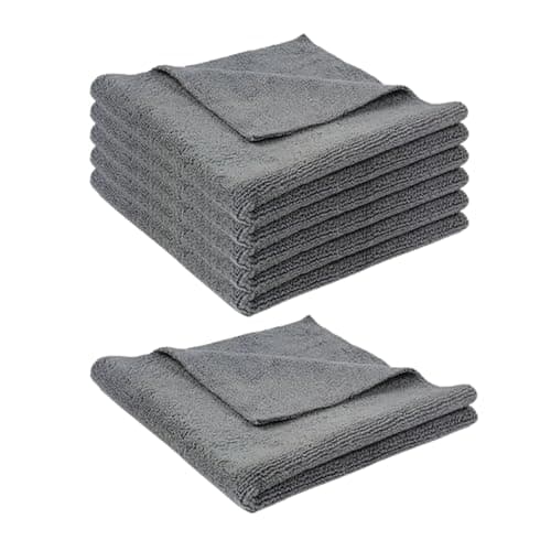 Image of Tek Automotive Edgeless 350GSM Heavy Duty Grey Car Microfibre Cloths 40x40cm – Pack of 6 Lint-Free Professional Detailing & Polishing