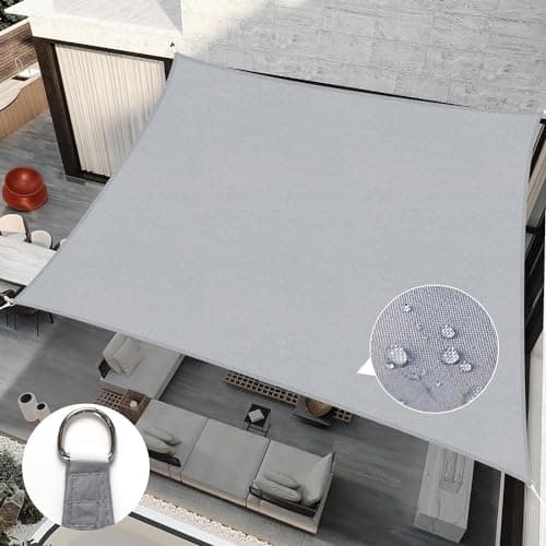 Image of RICHIE Sun Shade Sail Square 2m x 2m Waterproof, 98% UV Block Awnings for Patios with Free Rope, Sunscreen Awning Canopy, Rectangular Garden Shelter for Outdoor Garden Patio Yard Lawn, Light grey