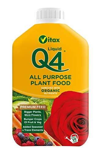 Image of Vitax Q4 All Purpose Liquid Plant Feed, Organic Nutrients, Unique Formula, Optimises Nutrient Uptake, Concentrated, Suitable For Indoor and Outdoor Use- 1 Litre (Makes Up To 50 Watering Cans Worth)
