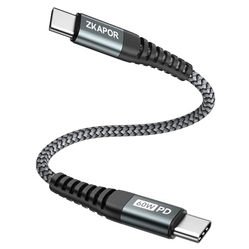 Image of ZKAPOR USB C to USB C Cable Short 30CM, Type C to Type C Cable 60W Type C Charger Lead Fast Charging for iPhone 15/15 Pro Max, Samsung Galaxy S23 /S22, Pad Pro, Air, Huawei P40 /Mate 60, Pixel -Grey