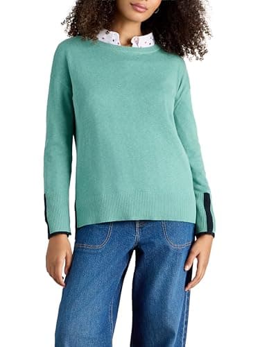 Image of White Stuff Ladies Olive Green Jumper - Casual Knit Basic - Medium Teal - Size 10