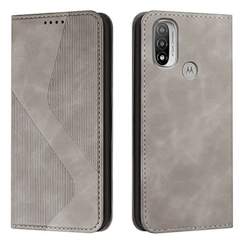 Image of Mo-Somnus Compatible with Motorola Moto E20/E40/Moto E30 Case, Shockproof Wallet Case PU Leather with Card Holder Folding Magnetic Flip Cover for Motorola Moto E20/E40/Moto E30 Phone Cases (Gray)