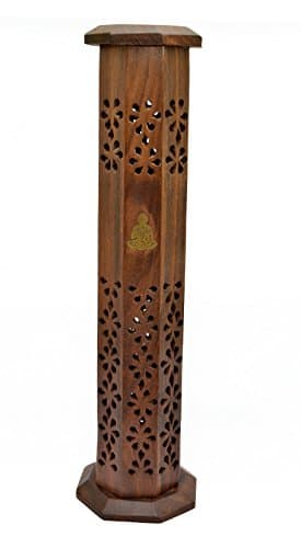 Image of Puckator Newquay-Bonsai Sheesham Wood Tower Burner-Thai Buddha Incense Stick Holder, Mixed, Height 31cm Base 7.5 x 7.5cm