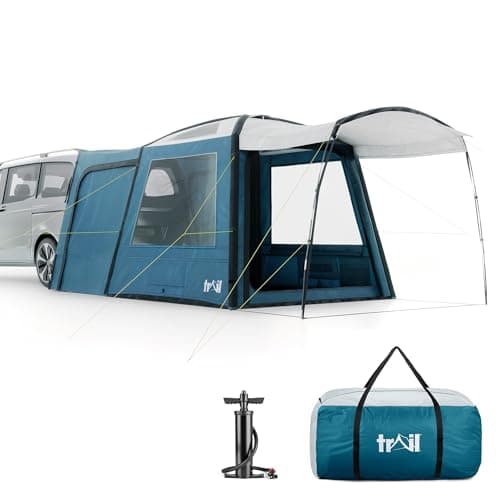 Image of Trail Tailgate Air Driveaway Awning, Campervan Inflatable Rear Extension Tent for Mid-Sized Vans & Large SUVs, 5000mm Waterproof, UPF50+ UV Protection, Safety Purge Pump, Road Trip Camping Shelter
