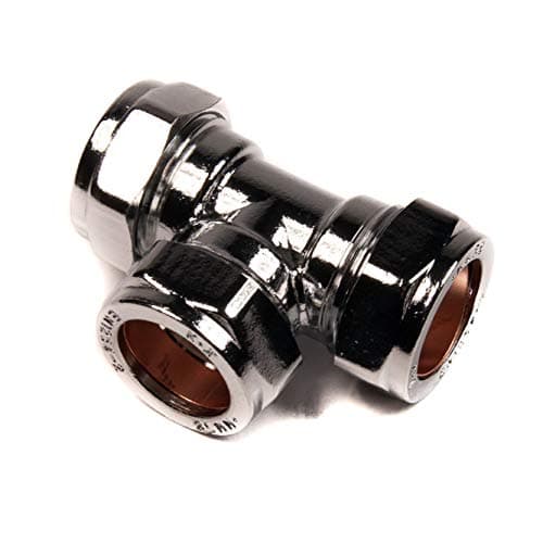 Image of 22mm Compression Equal Tee Chrome Plumbing Pipe Fitting Thunderfix