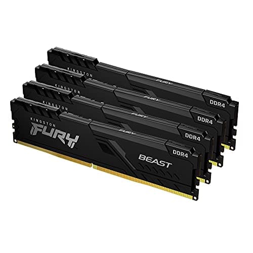 Image of Kingston FURY Beast 64GB (4x16GB) 3600MHz DDR4 CL18 Desktop Memory Kit of 4 KF436C18BBK4/64