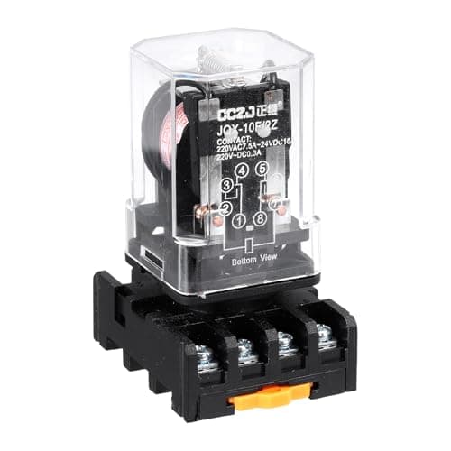 Image of sourcing map DPDT Electromagnetic Power Relay, AC 220V Coil 10A 8 Pin MK2P-I Small Relay with Plug-in Terminal Socket Base 2NC 2NO JQX-10F/2Z
