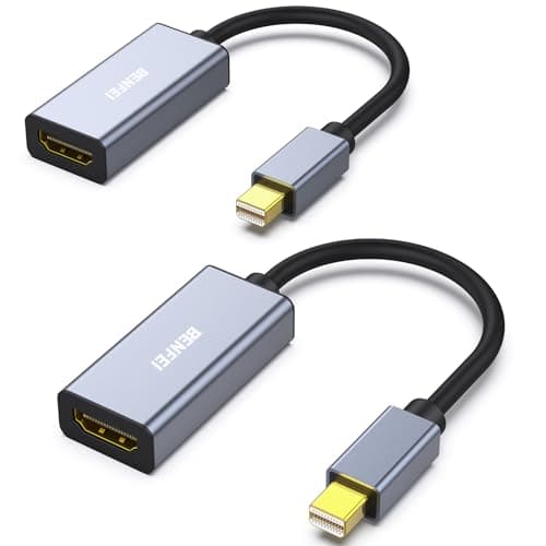 Image of BENFEI 2 Pack Mini DisplayPort to HDMI Adapter 4K, Thunderbolt 2 to HDMI Adapter Compatible for MacBook Air/Pro, Microsoft Surface Pro/Dock, Monitor, Projector[Gold-Plated Connectors& Aluminium Shell]