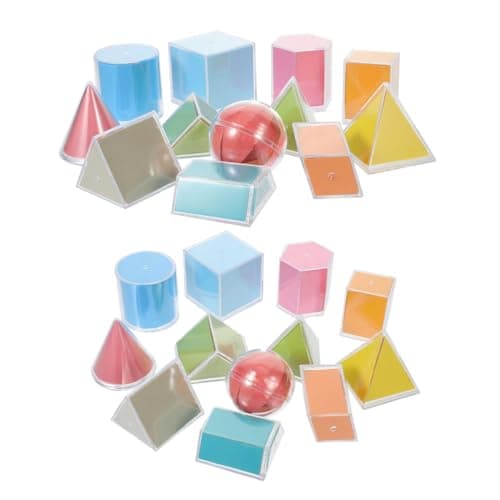 Image of STOBOK 2 Sets Mini Geometric Solids Geometric Shapes Blocks Pattern Block Multicolored Math Manipulatives For Counting Building Blocks