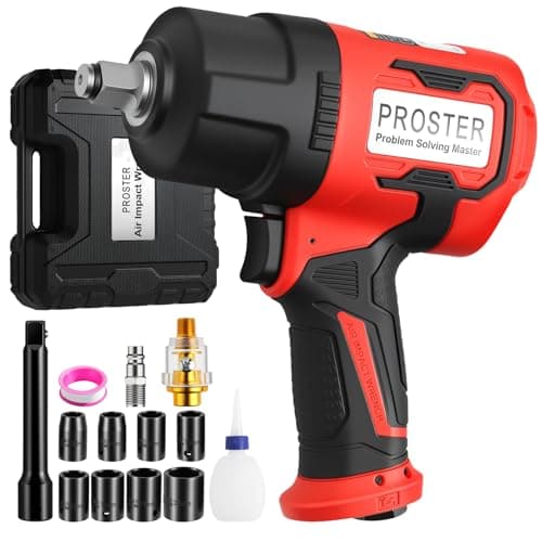Image of Proster 1/2" Air Impact Wrench - 1600ft-lb/2170N.m High Torque Pneumatic Impact Wrench with 8PCS Sockets, Extension Rod & Lightweight 8500RPM Impact Gun for Automotive Repair, Workshop & Garage Use
