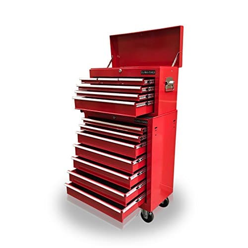 Image of us pro tools AFFORDABLE STEEL CHEST TOOL BOX ROLLER CABINET 13 DRAWERS (Red)