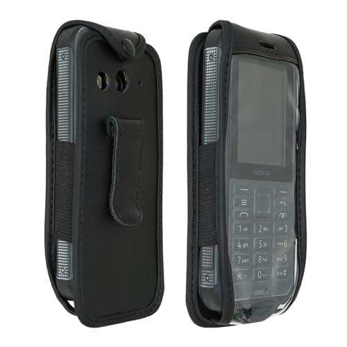 Image of caseroxx Leather-Case with belt clip compatible with Nokia 800 Tough made from genuine leather, Pouch with belt clip and viewing window in black