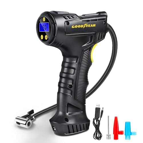 Image of Goodyear Heavy Duty Pro Tyre Inflator - Efficient Power Supply of 12V | Effective Compression| Max Pressure: 100PSI | Max duty cycle| Flexible Reach, Durable Construction| Ideal for Cars, Trucks, SUVs
