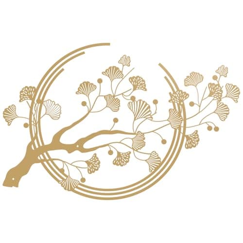 Image of ESTART Large Metal Ginkgo Tree Leaf Wall Art, Gold Wall Decoration Creative Handmade Wall Sculpture is Suitable for Home Living Room Bedroom Kitchen Study Office (Gold)
