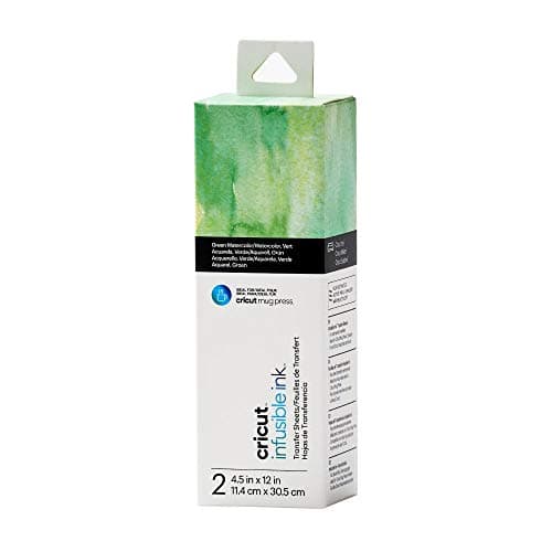 Image of Cricut Infusible Ink Transfer 2 Sheets | 11.4cm x 30.5cm (4.5" x 12") | Green Watercolour | Ideal for use Mug Press
