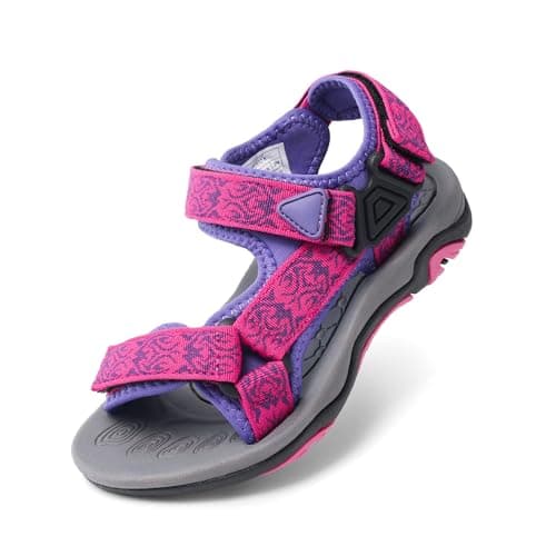 Image of DREAM PAIRS Boys Girls Sandals Sports Outdoor Athletic Sandals for Kid Adjustable Strap Open Toe Summer Sneakers,Size 1 Big Kid,Fuchsia/Purple,170892-K