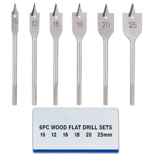 Image of iTrend 6pc Heavy Duty Flat Wood Drill Bit Set DIY - For use with drills, drivers and hand braces