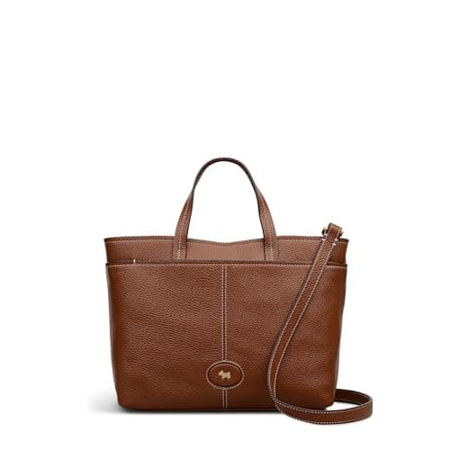 Image of RADLEY London Maldon Mews Women's Leather Medium Ziptop Handbag with Top Handle, Cognac