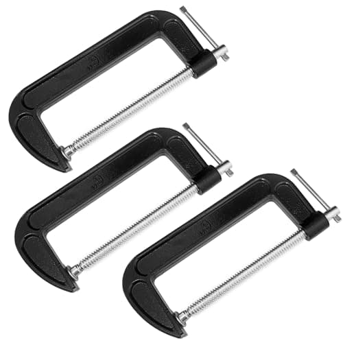 Image of KOELEA 3 Pack 6 Inch / 150mm G Clamp, Heavy Duty Steel G Clamps, Industrial Strength Screw C Clamp Wood Clamps for Woodworking Building Welding – 150mm Jaw Opening