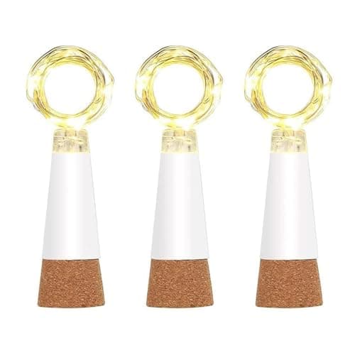 Image of leegoal LED Cork Bottle Lights, Waterproof Rechargeable USB String Fairy Lights with 20 LED, Great for DIY Party Christmas Decoration(Warm White, 3 Pack)