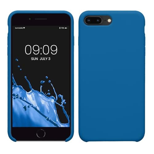 Image of kwmobile Case for Apple iPhone 7 Plus/iPhone 8 Plus Case - Soft Cover - Shockproof Silicone - Wireless Charging Blue Reef