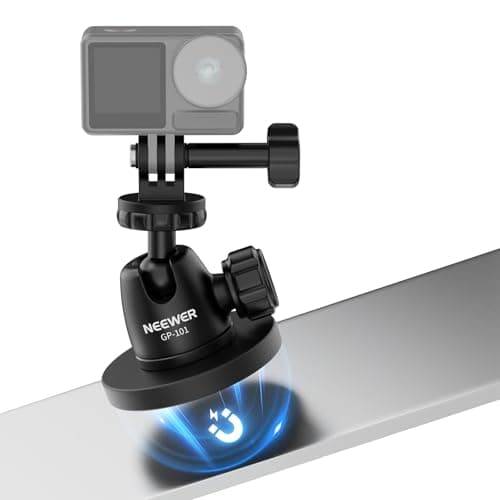 Image of NEEWER Basics Magnetic Camera Mount for Action Camera Compatible with GoPro Insta360 DJI AKASO Accessories, Strong Magnet 360° Ball Head Mount for Car Video Recording Live Streaming, GP-101