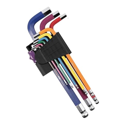 Image of DOETYD Allen Wrench Set Hex Key Set, 9pcs Metric Allen Wrench Set 1.5-10mm, Non-Slip Long Ball End Hex Wrench Set with Color Coding, Hexagonal Hex Key Set for Bicycle Vehicle, Furniture,