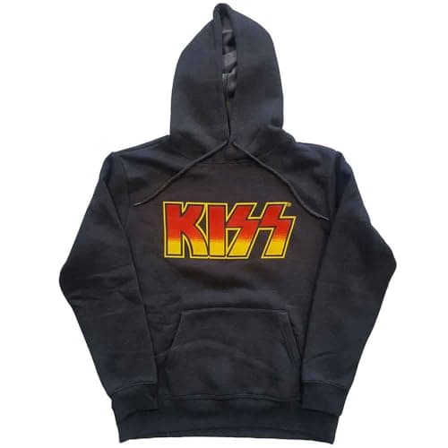 Image of Rock Off officially licensed products Kiss Classic Logo Official Unisex Hoodie Hooded Top (Large) Grey