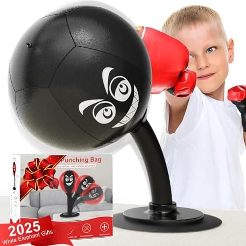 Image of HZG Desktop Punching Bag, Stress Buster with Suction Cup for Office Table and Counters, Heavy Duty Stress Relief Ball, Desk Boxing Punch Ball, Funny Toys Punching Bag for Kids Coworkers and Friends