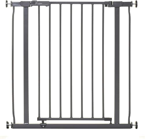 Image of Dreambaby Ava Baby Safety Gate - Pressure Mounted Security Gate - Fits Opening from 75-81 cm Wide & 75cm Tall - with Double Locking Mechanism Feature - Charcoal - Model G2096BB